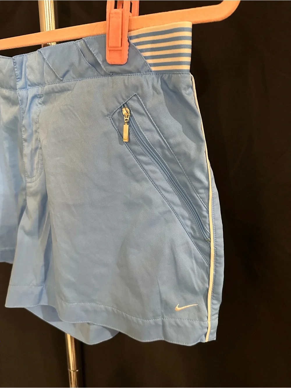 Nike Light Blue Women's Athletic Shorts with Striped Waistband